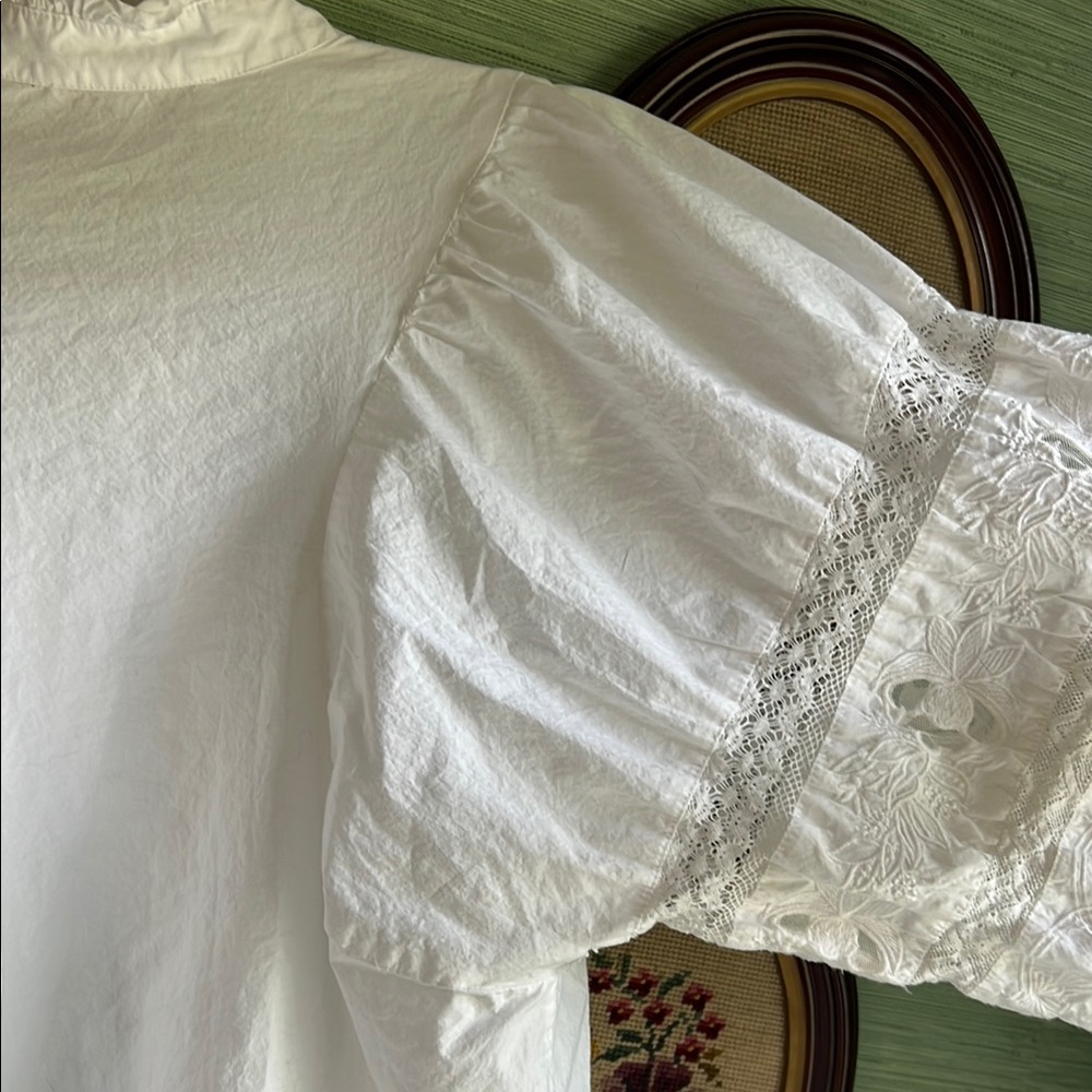 White Ruffled Button-Up Blouse - Picture 5 of 5